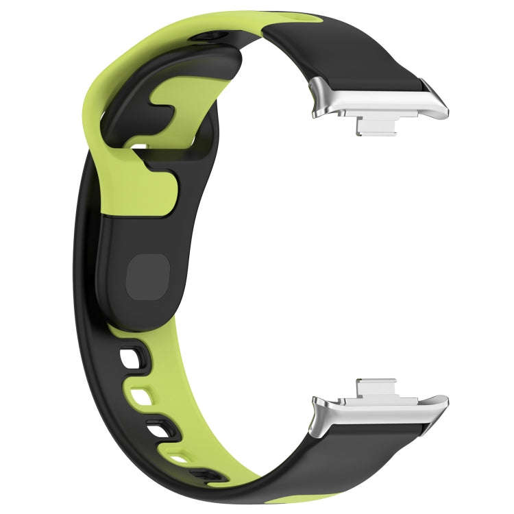For Xiaomi Smart Band 9 Pro / Redmi Watch 5 Stitching Dual Color Silicone Watch Band(Black Green)