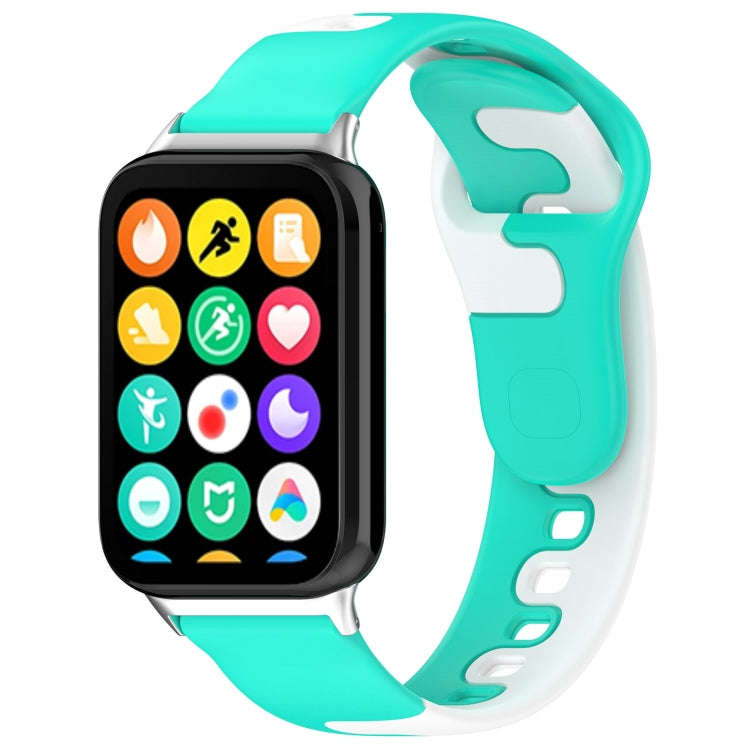 For Xiaomi Smart Band 9 Pro / Redmi Watch 5 Stitching Dual Color Silicone Watch Band(Green White)