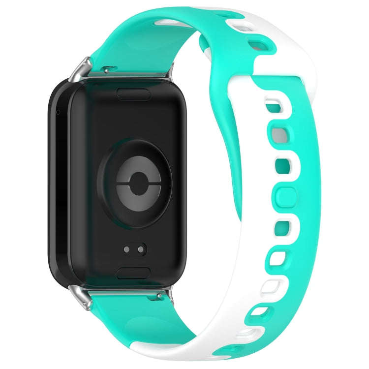 For Xiaomi Smart Band 9 Pro / Redmi Watch 5 Stitching Dual Color Silicone Watch Band(Green White)