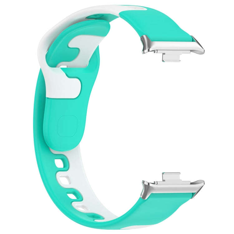 For Xiaomi Smart Band 9 Pro / Redmi Watch 5 Stitching Dual Color Silicone Watch Band(Green White)