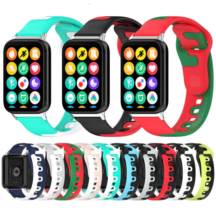 For Xiaomi Smart Band 9 Pro / Redmi Watch 5 Stitching Dual Color Silicone Watch Band(Black Blue)