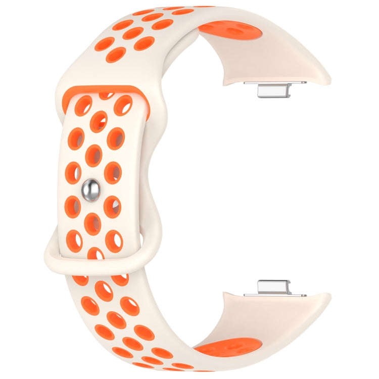 For Redmi Watch 4 Dual Color Perforated Silicone Watch Band(Starlight Orange)