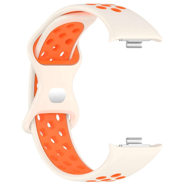 For Redmi Watch 4 Dual Color Perforated Silicone Watch Band(Starlight Orange)