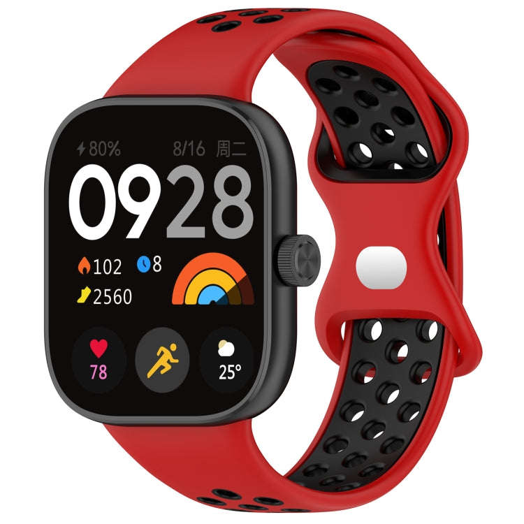 For Redmi Watch 4 Dual Color Perforated Silicone Watch Band(Red Black)