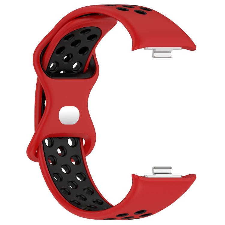 For Redmi Watch 4 Dual Color Perforated Silicone Watch Band(Red Black)