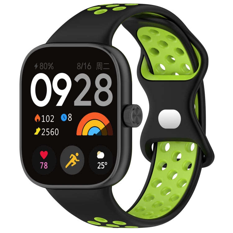 For Redmi Watch 4 Dual Color Perforated Silicone Watch Band(Black Green)