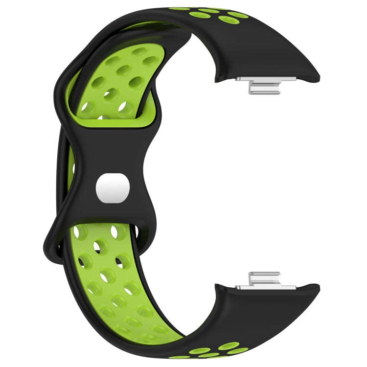 For Redmi Watch 4 Dual Color Perforated Silicone Watch Band(Black Green)