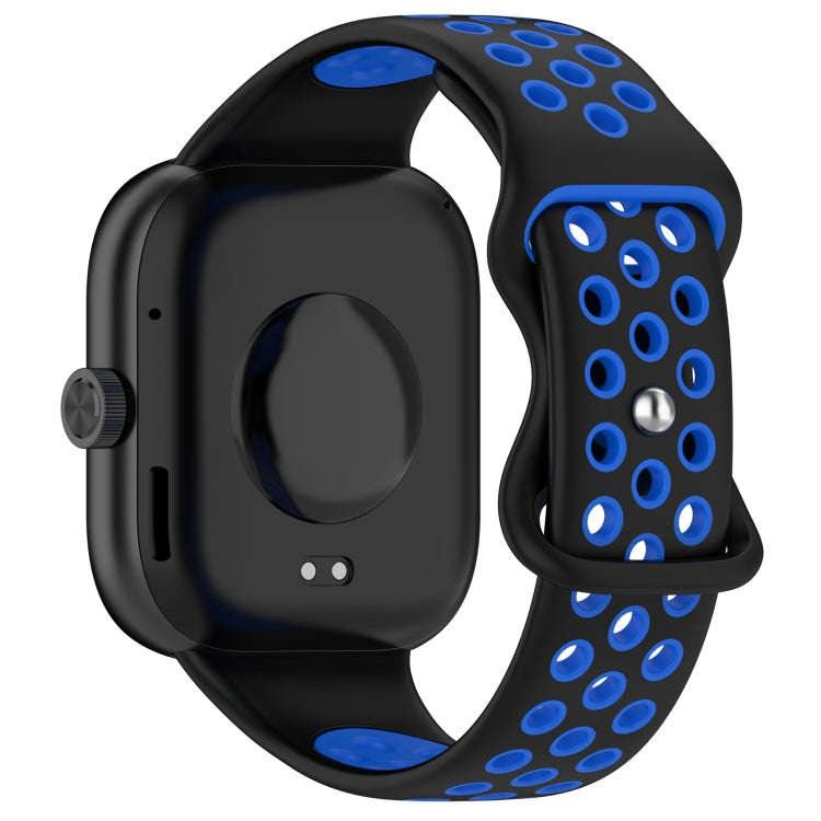 For Redmi Watch 4 Dual Color Perforated Silicone Watch Band(Black Blue)