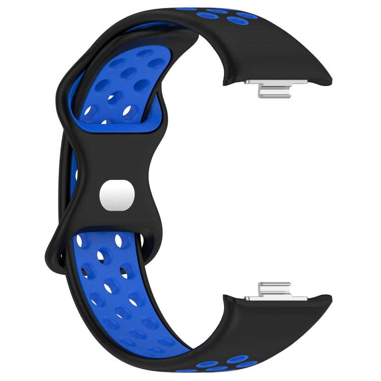 For Redmi Watch 4 Dual Color Perforated Silicone Watch Band(Black Blue)