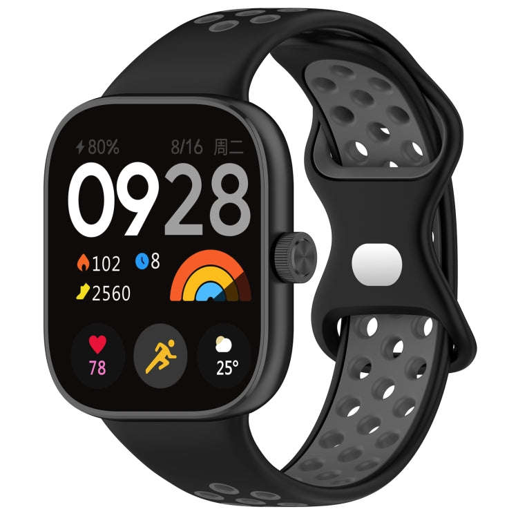 For Redmi Watch 4 Dual Color Perforated Silicone Watch Band(Black Gray)