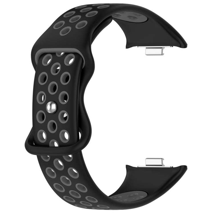 For Redmi Watch 4 Dual Color Perforated Silicone Watch Band(Black Gray)