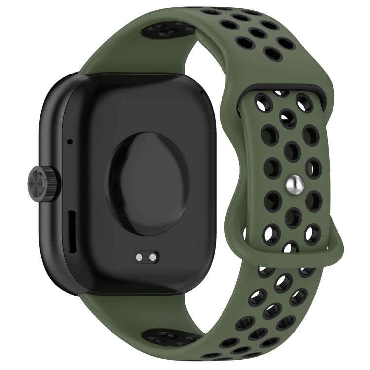 For Redmi Watch 4 Dual Color Perforated Silicone Watch Band(Olive Green Black)