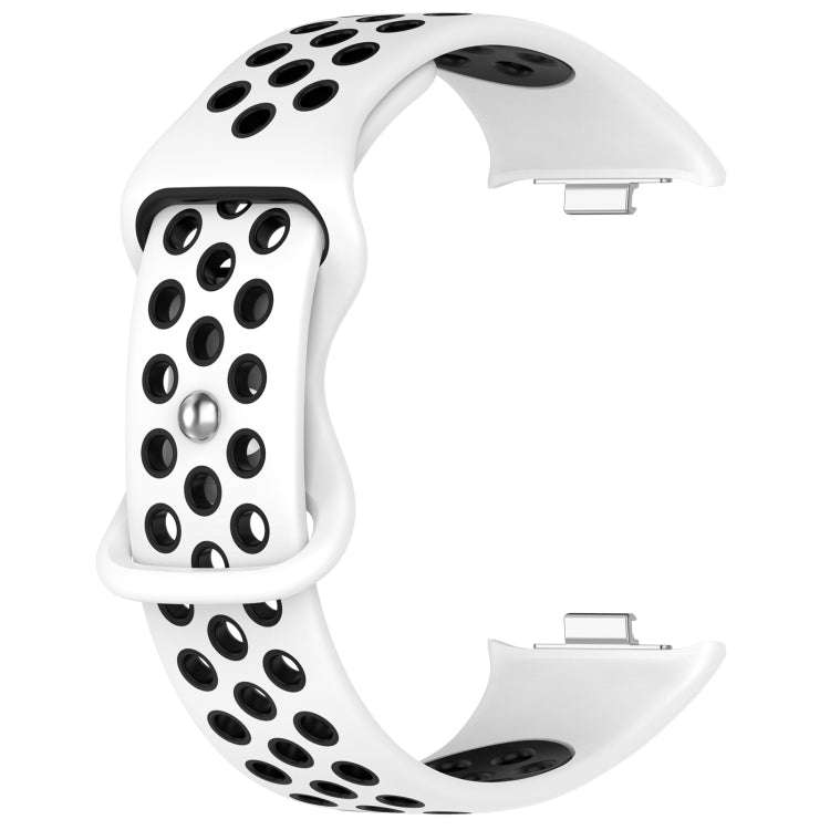 For Redmi Watch 4 Dual Color Perforated Silicone Watch Band(White Blak)