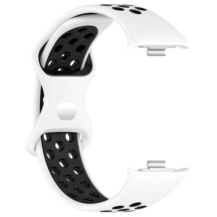 For Redmi Watch 4 Dual Color Perforated Silicone Watch Band(White Blak)