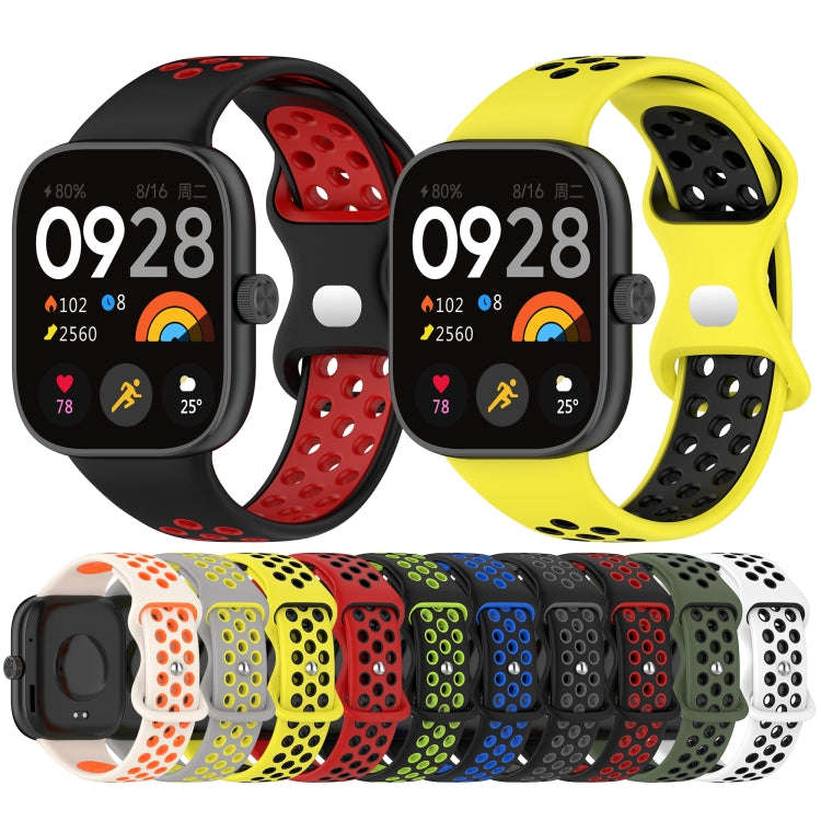 For Redmi Watch 4 Dual Color Perforated Silicone Watch Band(Black Blue)