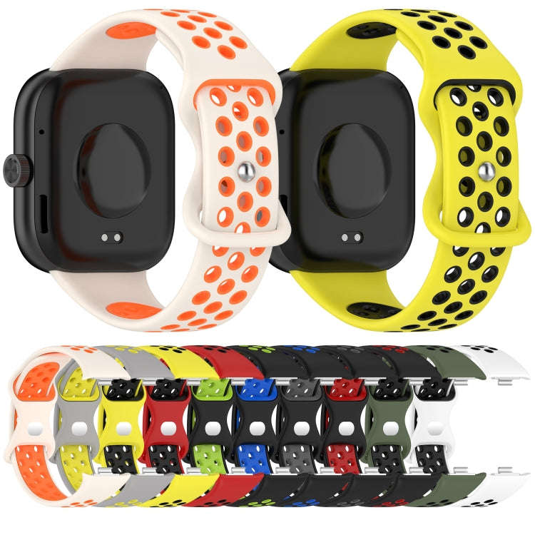 For Redmi Watch 4 Dual Color Perforated Silicone Watch Band(Black Blue)