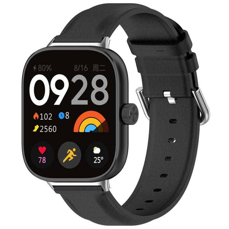 For Redmi Watch 4 / Watch 5 Round Tail Top Layer Leather Watch Band(Black)