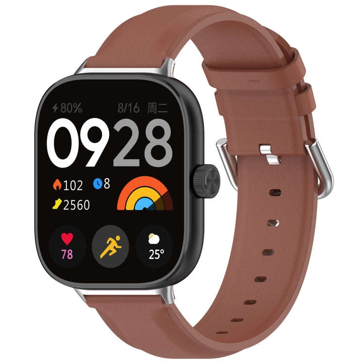 For Redmi Watch 4 / Watch 5 Round Tail Top Layer Leather Watch Band(Brown)