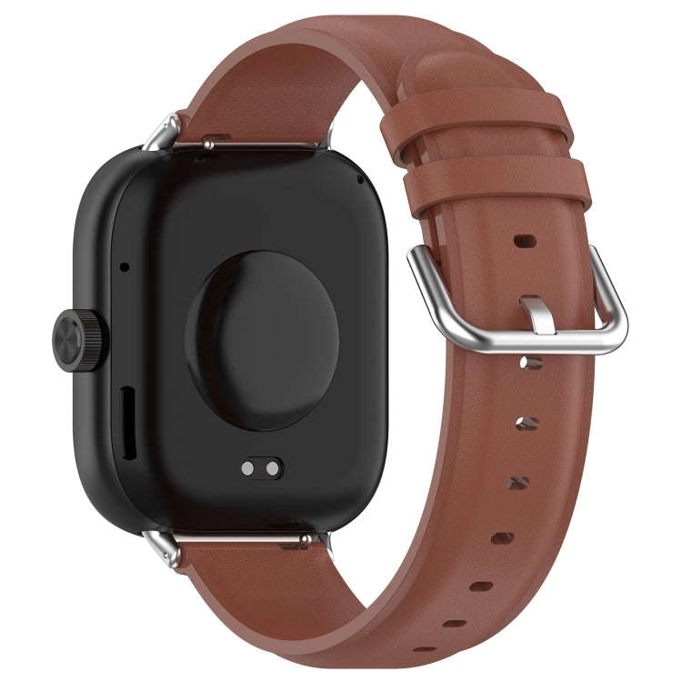 For Redmi Watch 4 / Watch 5 Round Tail Top Layer Leather Watch Band(Brown)