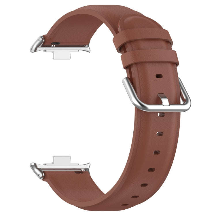 For Redmi Watch 4 / Watch 5 Round Tail Top Layer Leather Watch Band(Brown)