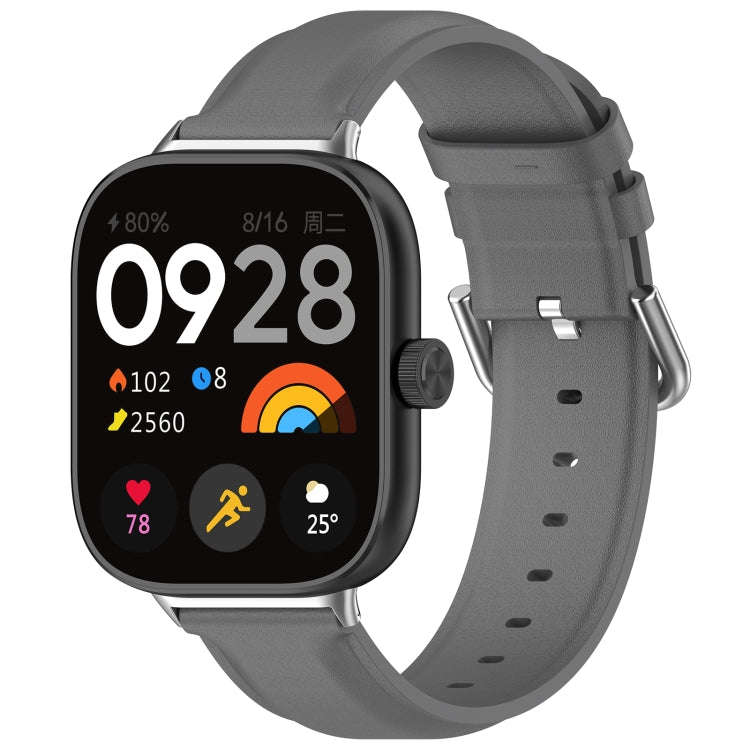 For Redmi Watch 4 / Watch 5 Round Tail Top Layer Leather Watch Band(Gray)