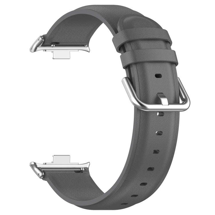 For Redmi Watch 4 / Watch 5 Round Tail Top Layer Leather Watch Band(Gray)