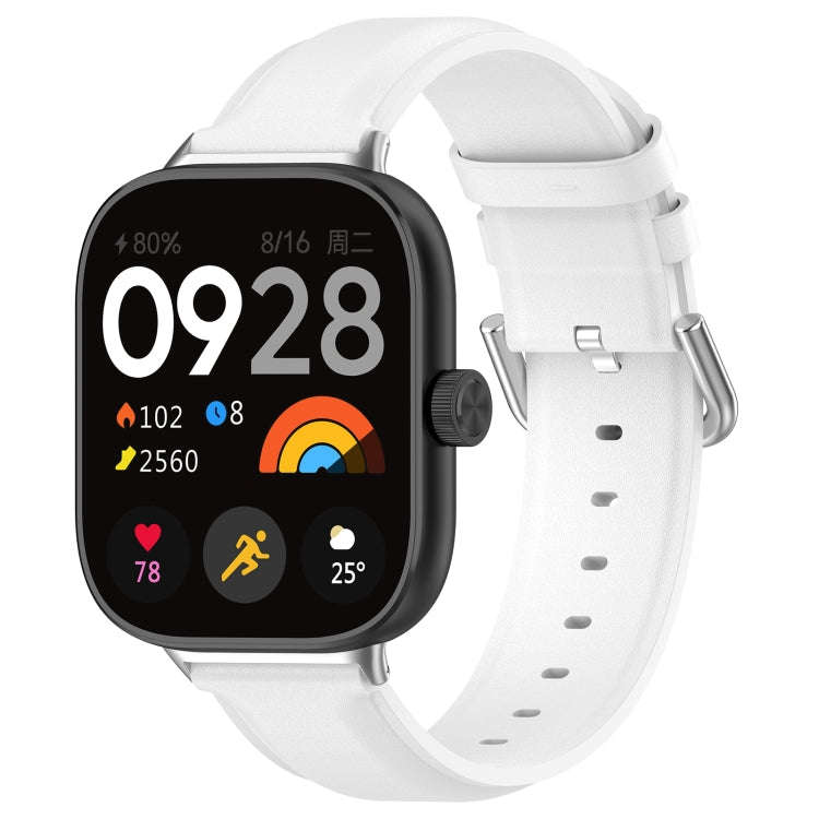 For Xiaomi Smart Band 9 Pro / 8 Pro Round Tail Top Layer Leather Watch Band(White)