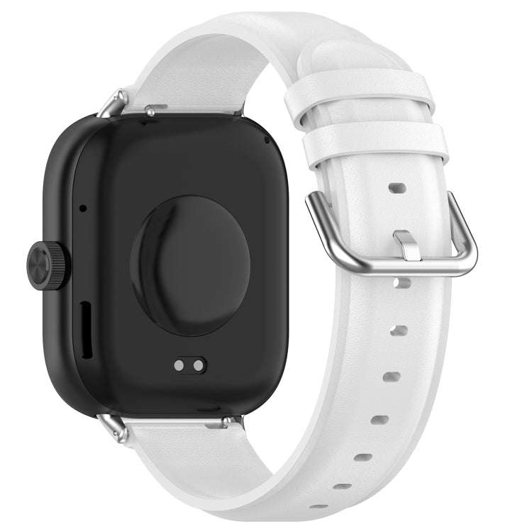 For Xiaomi Smart Band 9 Pro / 8 Pro Round Tail Top Layer Leather Watch Band(White)