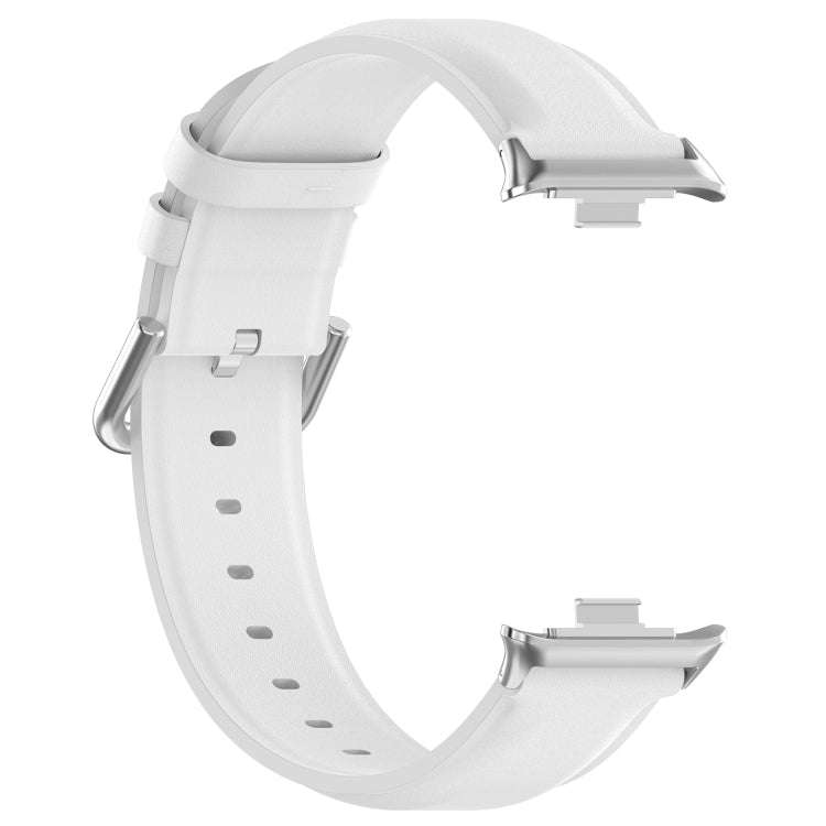 For Xiaomi Smart Band 9 Pro / 8 Pro Round Tail Top Layer Leather Watch Band(White)