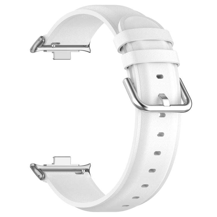 For Xiaomi Smart Band 9 Pro / 8 Pro Round Tail Top Layer Leather Watch Band(White)