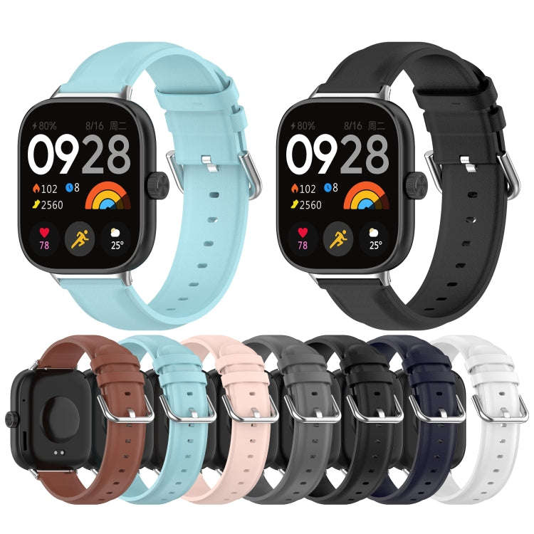 For Redmi Watch 4 / Watch 5 Round Tail Top Layer Leather Watch Band(Gray)