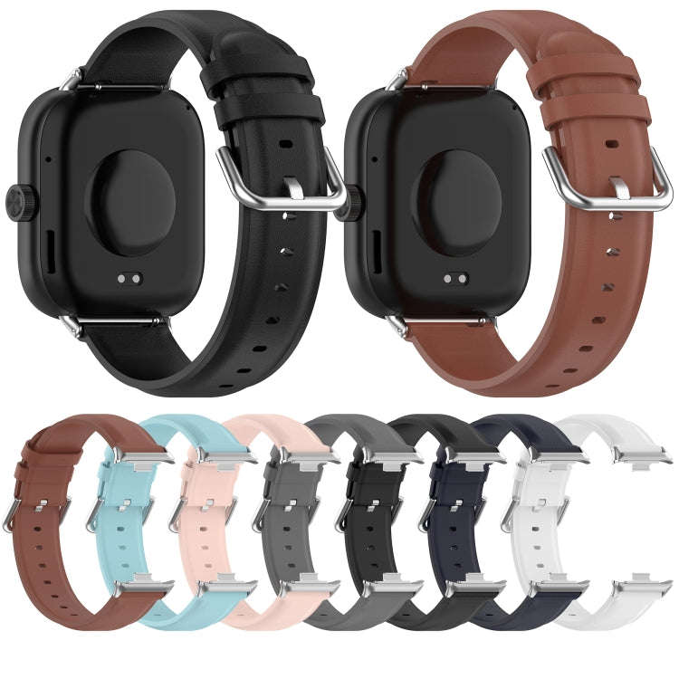 For Redmi Watch 4 / Watch 5 Round Tail Top Layer Leather Watch Band(Gray)
