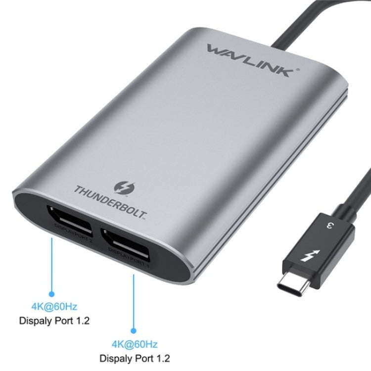 WAVLINK WL-UTA02D Thunderbolt 3 to Dual DisplayPort Adapter Converter Support 4K / 60Hz
