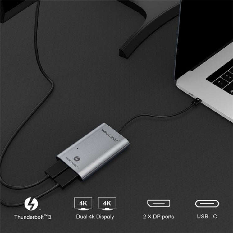 WAVLINK WL-UTA02D Thunderbolt 3 to Dual DisplayPort Adapter Converter Support 4K / 60Hz