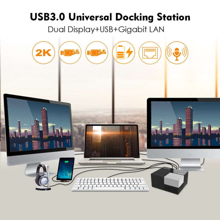 WAVLINK WL-UG39DK3 Fast Charging Gigabit Ethernet Dual Display Video Dock USB 3.0 Hub, Plug:AU Plug