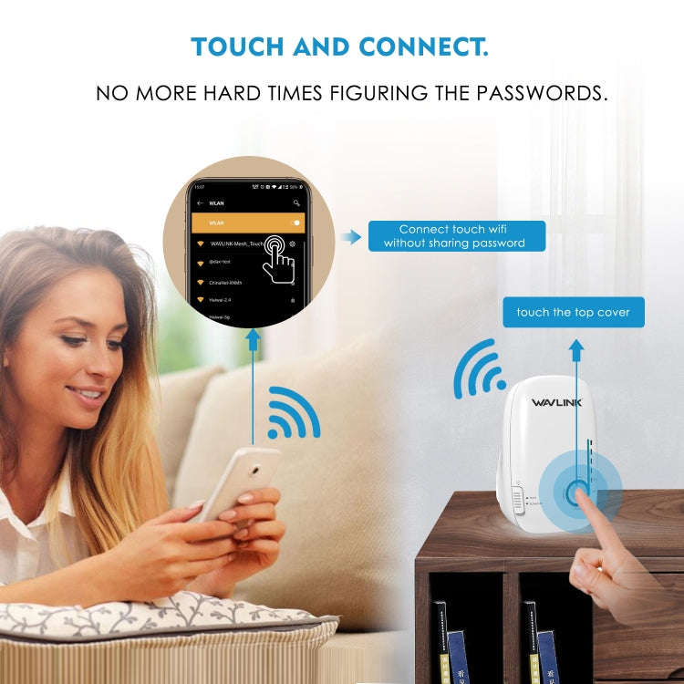 WAVLINK WN576K1 AC1200 Household WiFi Router Network Extender Dual Band Wireless Repeater, Plug:A...