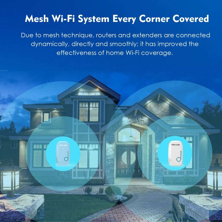 WAVLINK WN576K2 AC1200 Household WiFi Router Network Extender Dual Band Wireless Repeater, Plug:U...