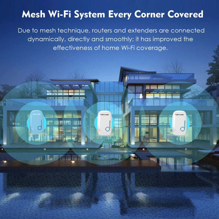 WAVLINK WN576K3 AC1200 Household WiFi Router Network Extender Dual Band Wireless Repeater, Plug:A...