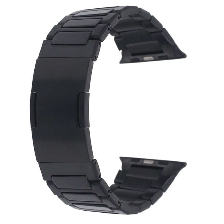 For Apple Watch Series 9 41mm Stainless Steel H-Shaped Fold Buckle Watch Band(Black)
