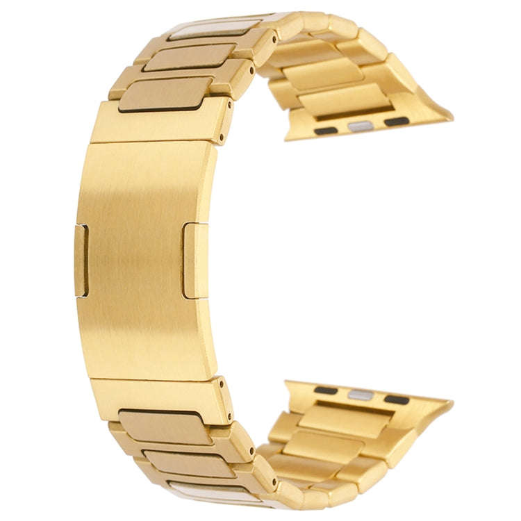For Apple Watch Series 5 40mm Stainless Steel H-Shaped Fold Buckle Watch Band(Gold)
