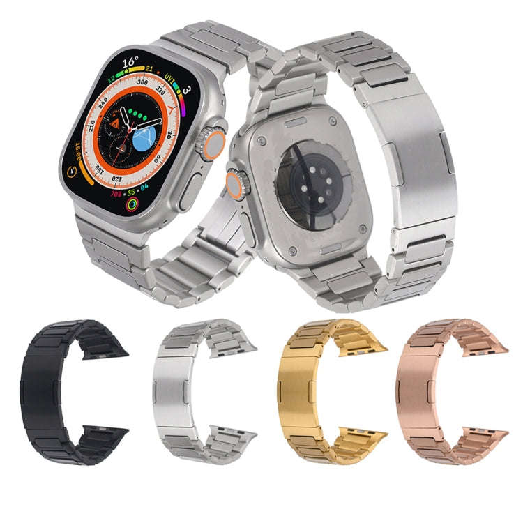For Apple Watch Series 3 38mm Stainless Steel H-Shaped Fold Buckle Watch Band(Silver)