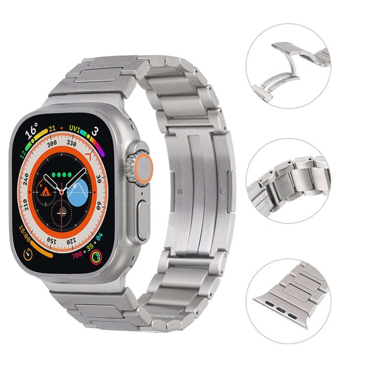 For Apple Watch Series 3 38mm Stainless Steel H-Shaped Fold Buckle Watch Band(Silver)