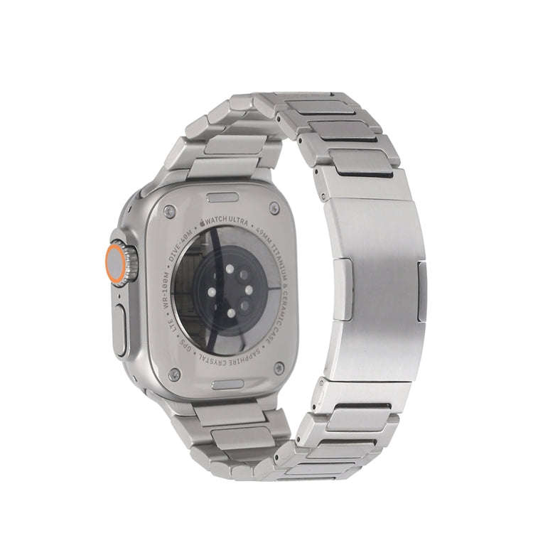 For Apple Watch Series 8 45mm Stainless Steel H-Shaped Fold Buckle Watch Band(Silver)