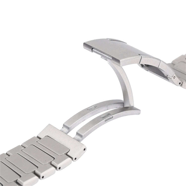 For Apple Watch Series 3 38mm Stainless Steel H-Shaped Fold Buckle Watch Band(Silver)