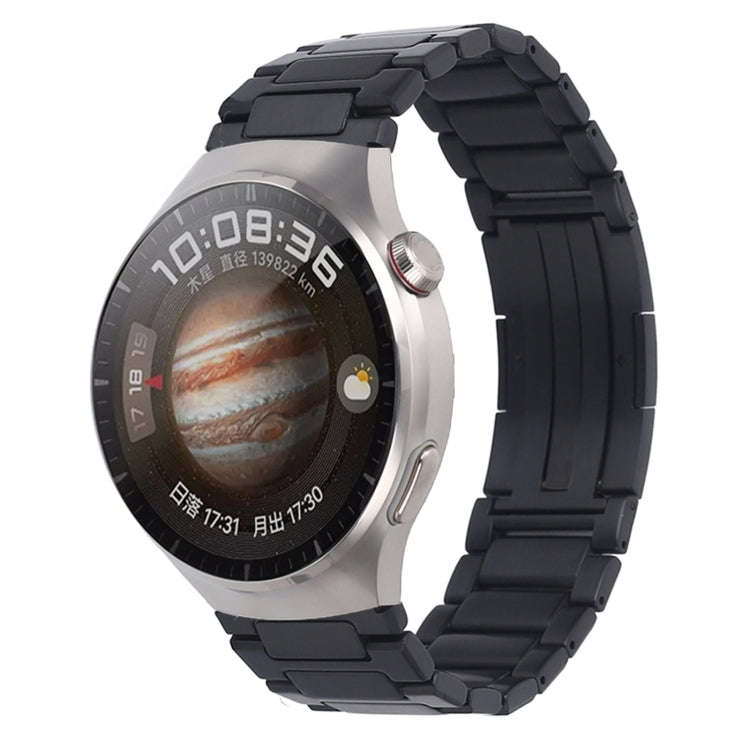 For Huawei Watch 4 / 4 Pro H-Shaped Folding Buckle Stainless Steel Metal Watch Band(Black)