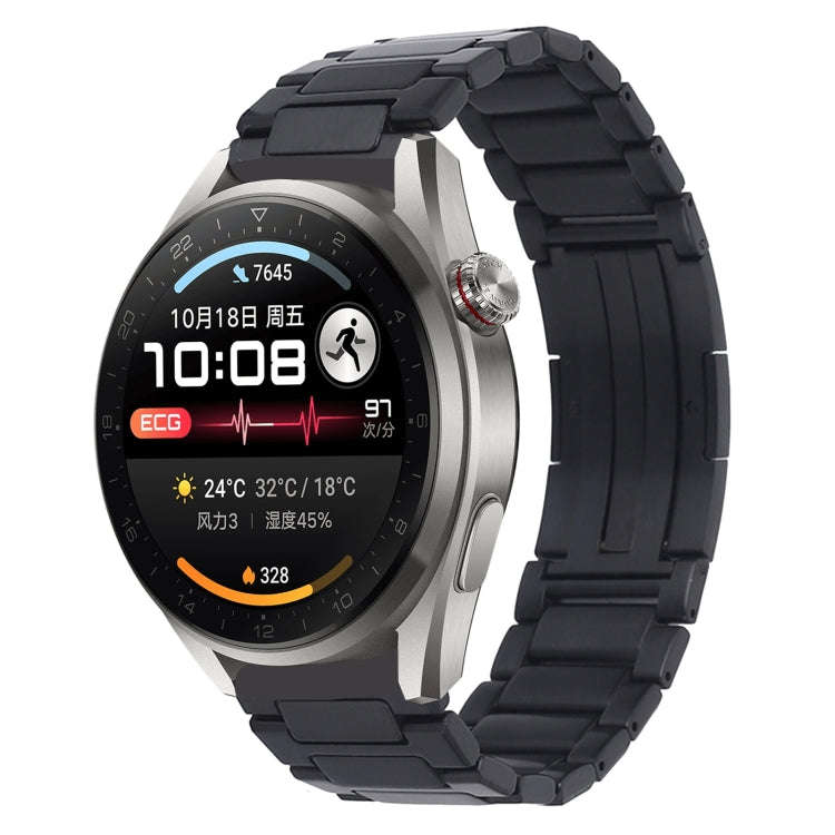 For Huaei Watch 3 Pro New H-Shaped Folding Buckle Stainless Steel Metal Watch Band(Black)