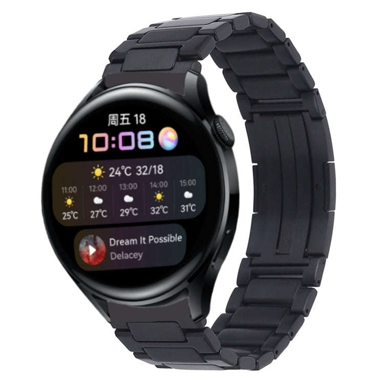 For Huawei Watch3 / Watch3 Pro H-Shaped Folding Buckle Stainless Steel Metal Watch Band(Black)