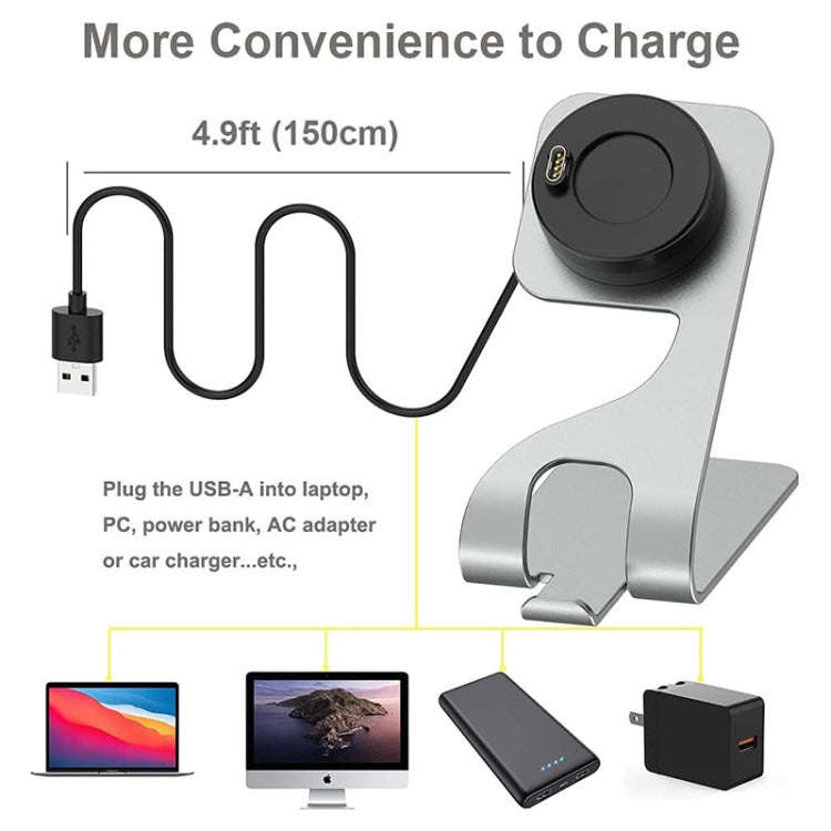 JUNSUNMAY For Garmin Venu 3 / Venu 3S USB Port Aluminum Alloy Watch Charger Holder, Length: 1.5m(...