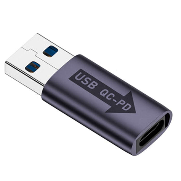 USB-A  Male QC3.1 to Type-C Female PD 10Gbps Converter Adapter, Model:Grey without Indicator Light