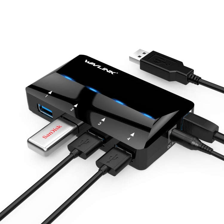 WAVLINK WL-UH3042P1 2.4A Fast Charging Adapter for Keyboard Mouse 4-Port USB3.0 HUB(AU Plug)